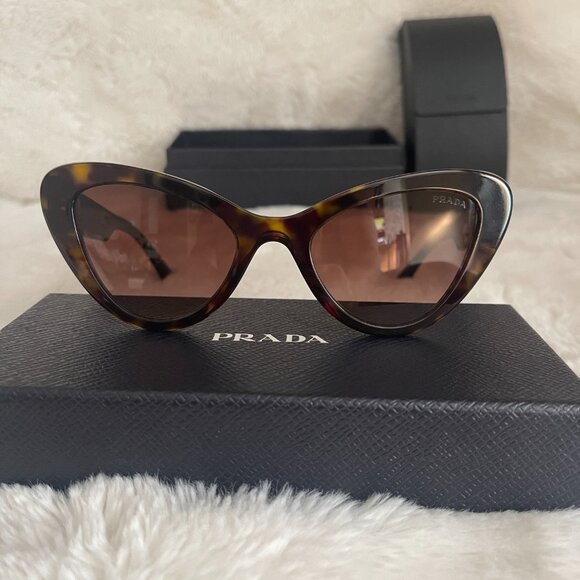 Prada SPR 13Y Havana Acetate Cat-Eye Women's Sunglasses - Picture 2 of 12